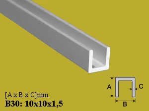 10X10X1,5mm 200cm PROFILIS U ALIUMINIS