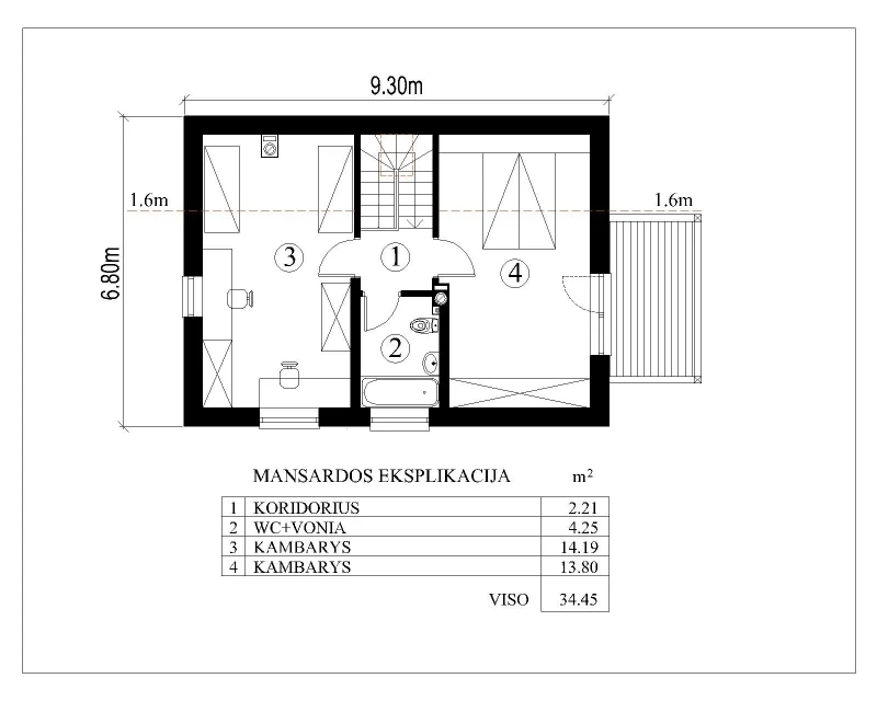 Sodo namelio projektas Aidas (vienšlaitis)