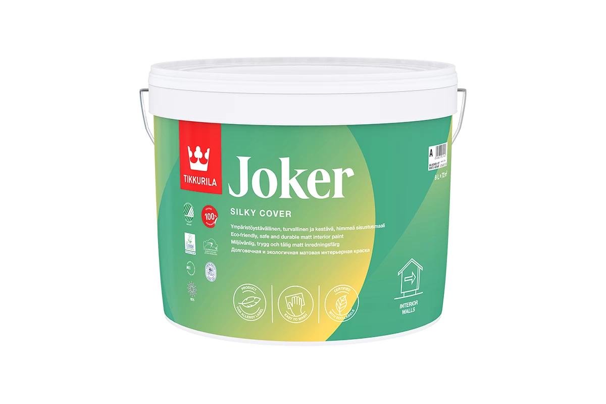 9L Vandeniniai vidaus dažai TIKKURILA JOKER, C bazė, bespalviai