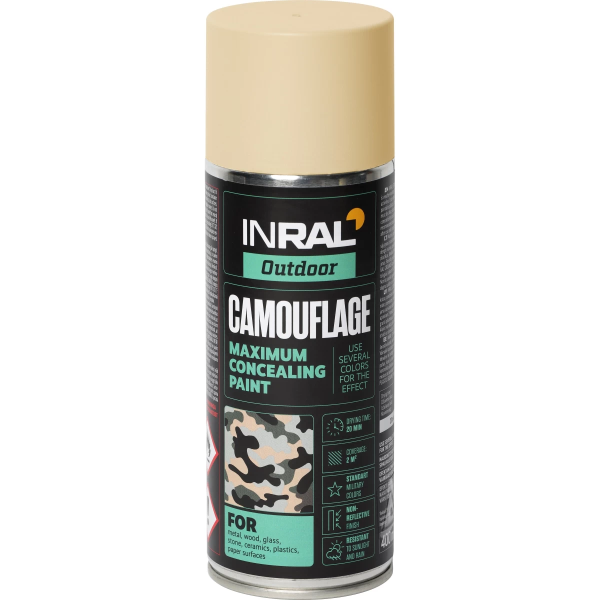 Aerozoliniai dažai INRAL Camouflage, 400ml smėlinė sp. matiniai