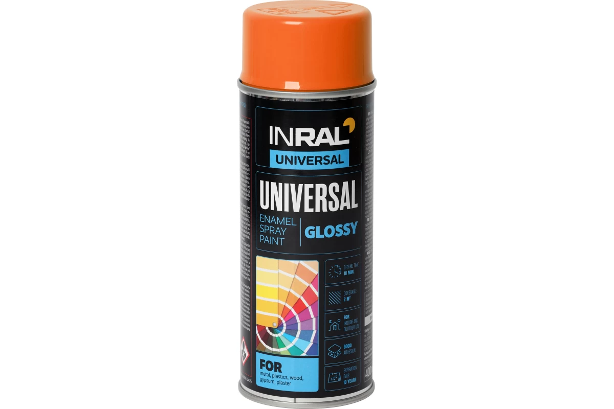 Aerozoliniai dažai INRAL UNIVERSAL, blizganti oranžinė (RAL2004), 400ml