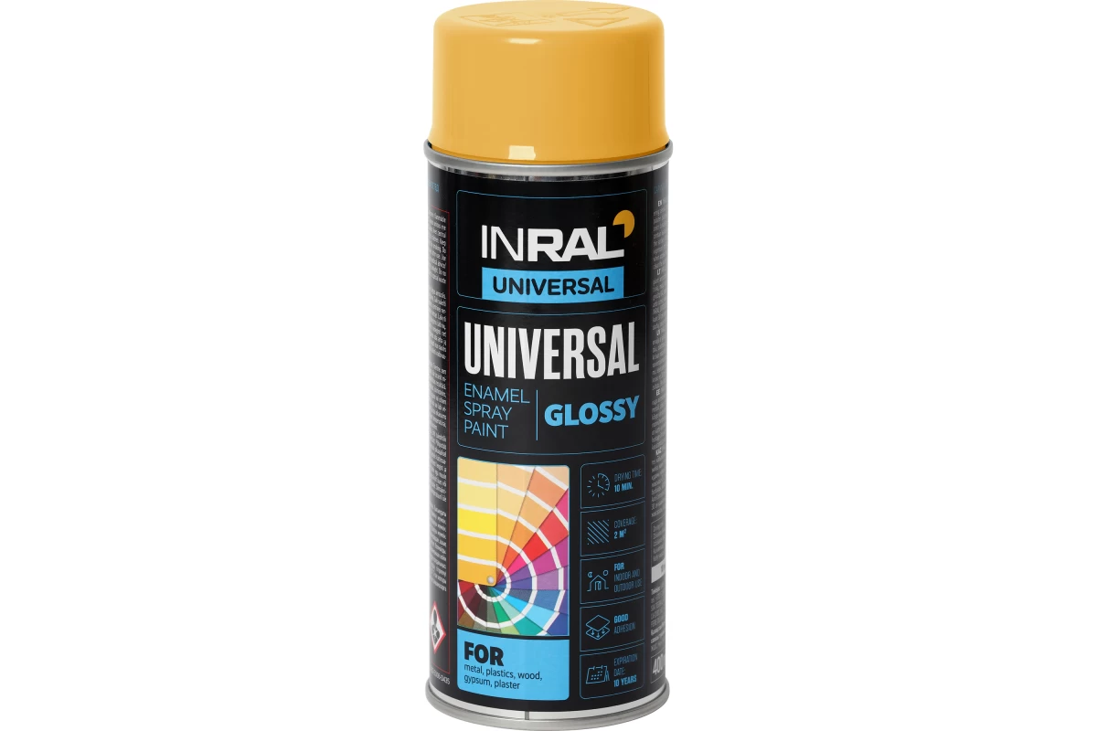 Aerozoliniai dažai INRAL UNIVERSAL, geltona melioninė (RAL1028), 400ml