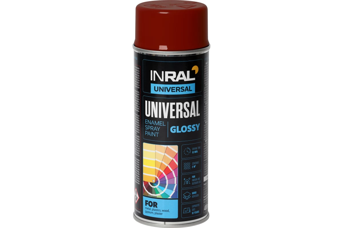 Aerozoliniai dažai INRAL UNIVERSAL, rudai raudona (RAL3011), 400ml