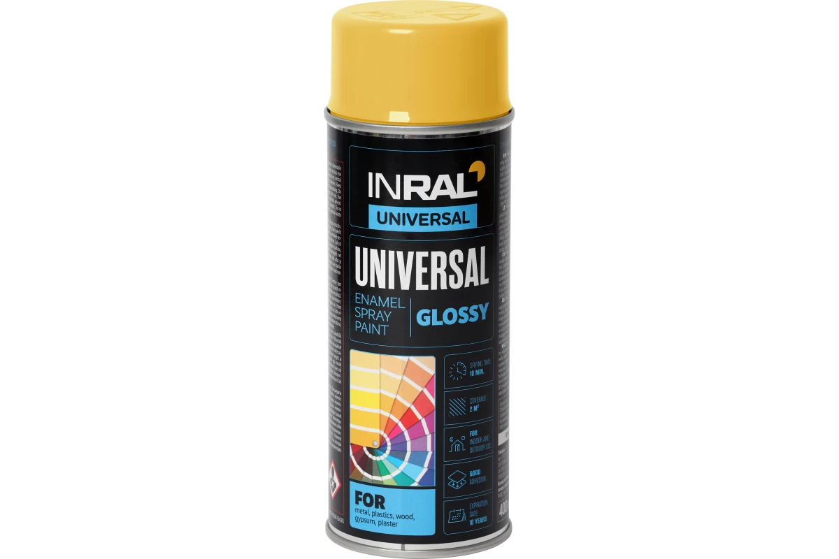 Aerozoliniai dažai INRAL UNIVERSAL, šviesiai geltona (RAL1003), 400ml