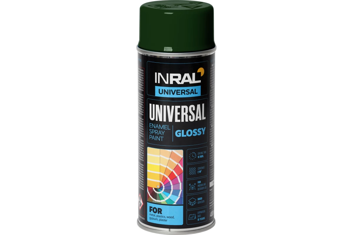 Aerozoliniai dažai INRAL UNIVERSAL, tamsiai žalia (RAL6009), 400ml