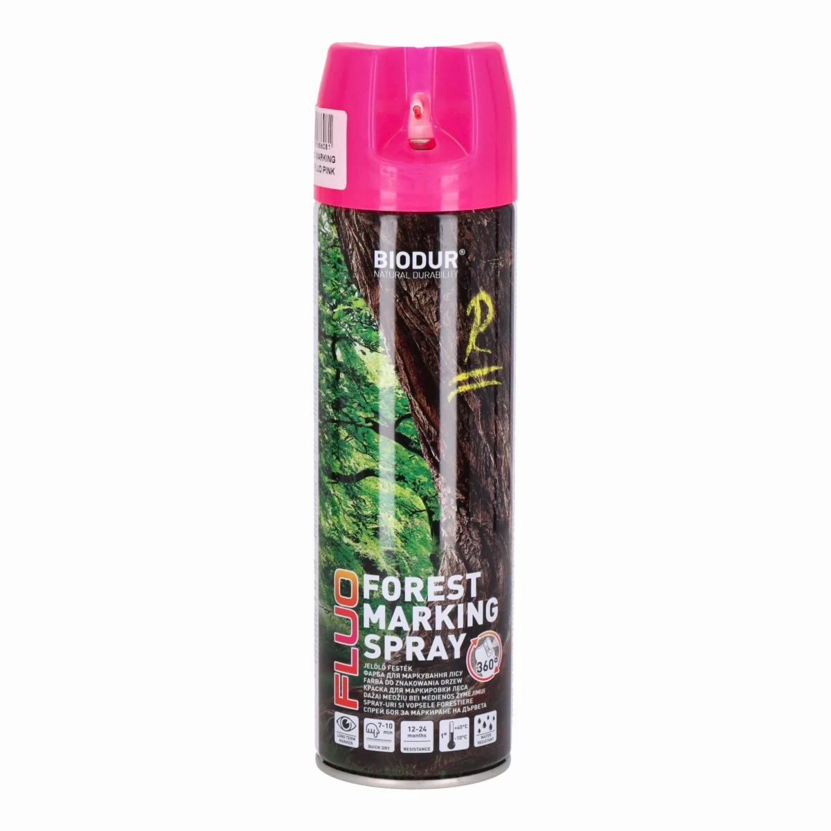 Aerozoliniai ženklinimo dažai BIODUR Forest Marking Spray, 500ml rožinė sp.