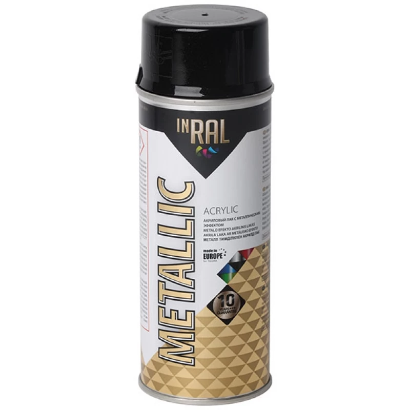 Aerozolinis akrilinis lakas, metallic, grafito juoda INRAL, 400ml