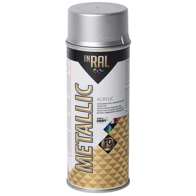 Aerozolinis akrilinis lakas, metallic, sidabrinis INRAL, 400ml