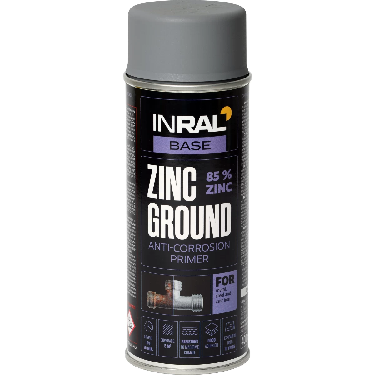 Aerozolinis antikorozinis gruntas INRAL ZINC GROUND, 400ml