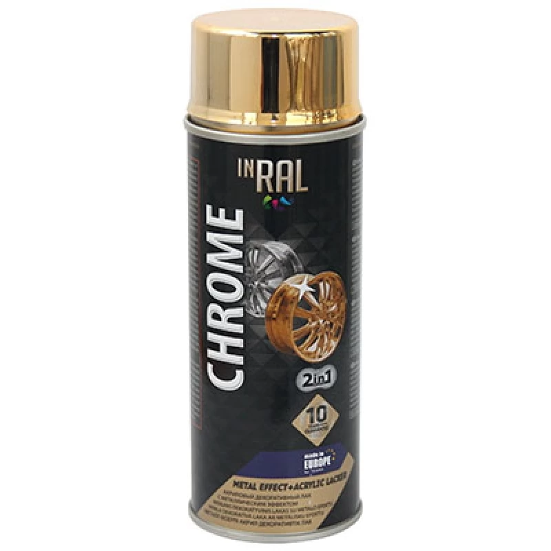 Aerozolinis lakas INRAL CHROME, Auksinis, 400ml