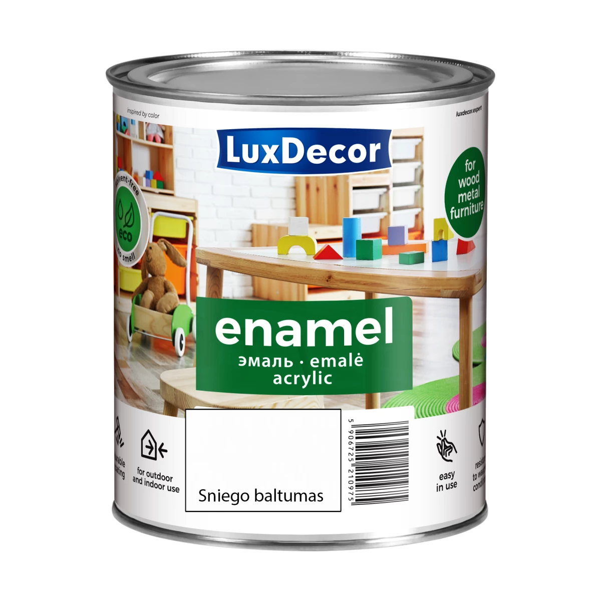 Akrilinė emalė LUXDECOR, 0,75l sniego baltumas