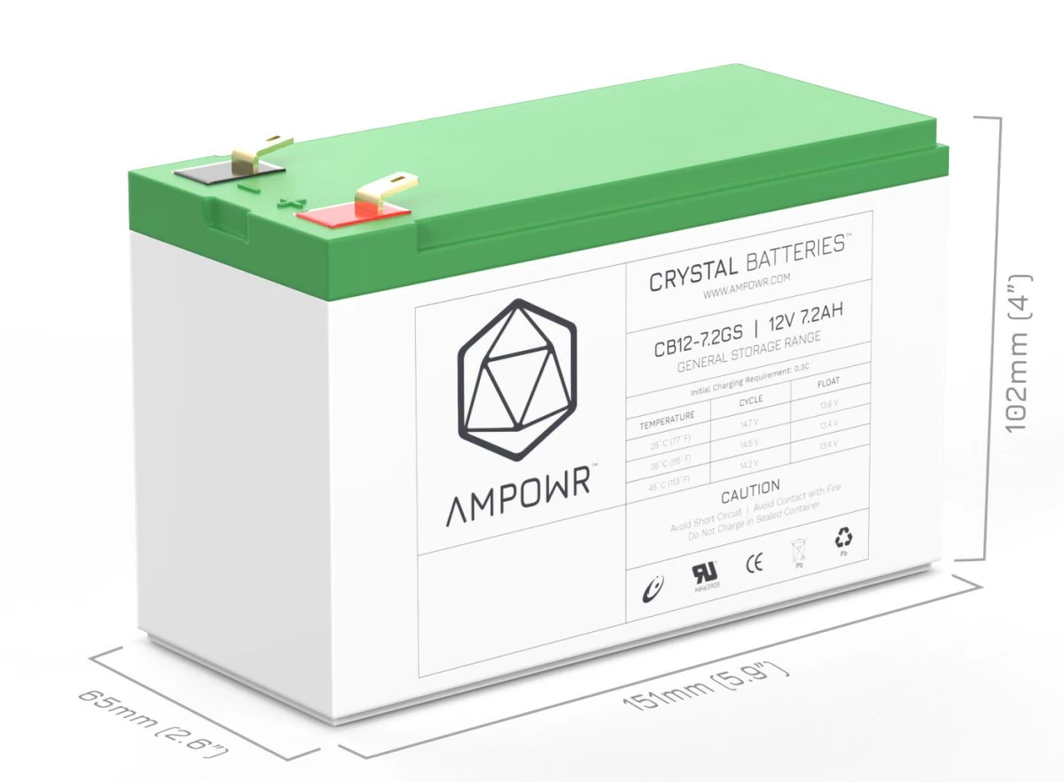 Akumuliatorius pb 12V 7.2Ah (tinkamas naudoti nuo -40ﾟC iki +65°C) CRYSTAL BATTERIES