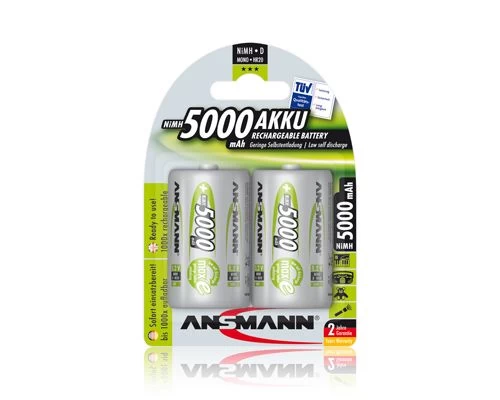 Akumuliatorius R20 (D) 1.2V 5000mAh Ni-Mh ANSMANN (2vnt blisteryje)