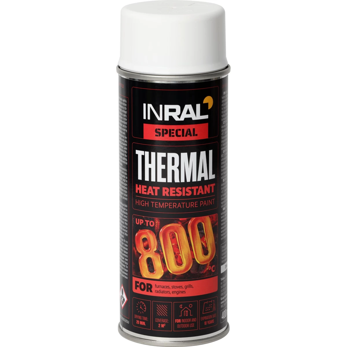 Atsparūs karščiui aerozoliniai dažai INRAL THERMAL balti, 400ml