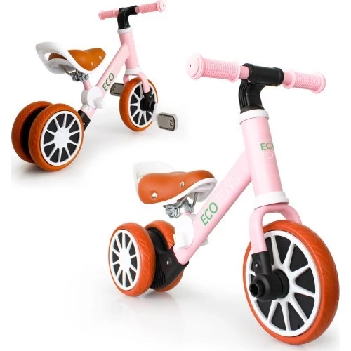 Balansinis dviratukas su pedalais Ecotoys 2in1, rožinis