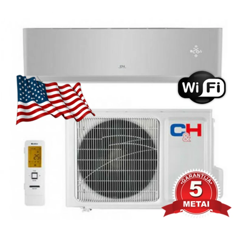 Oro kondicionierius/šilumos siurblys Cooper&amp;Hunter SUPREME SILVER Inverter CH-S09FTXAM2S-SC (-30°C)