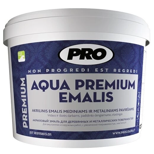 Dažai PRO Aqua Premium Emalis, 0,75l blizgi