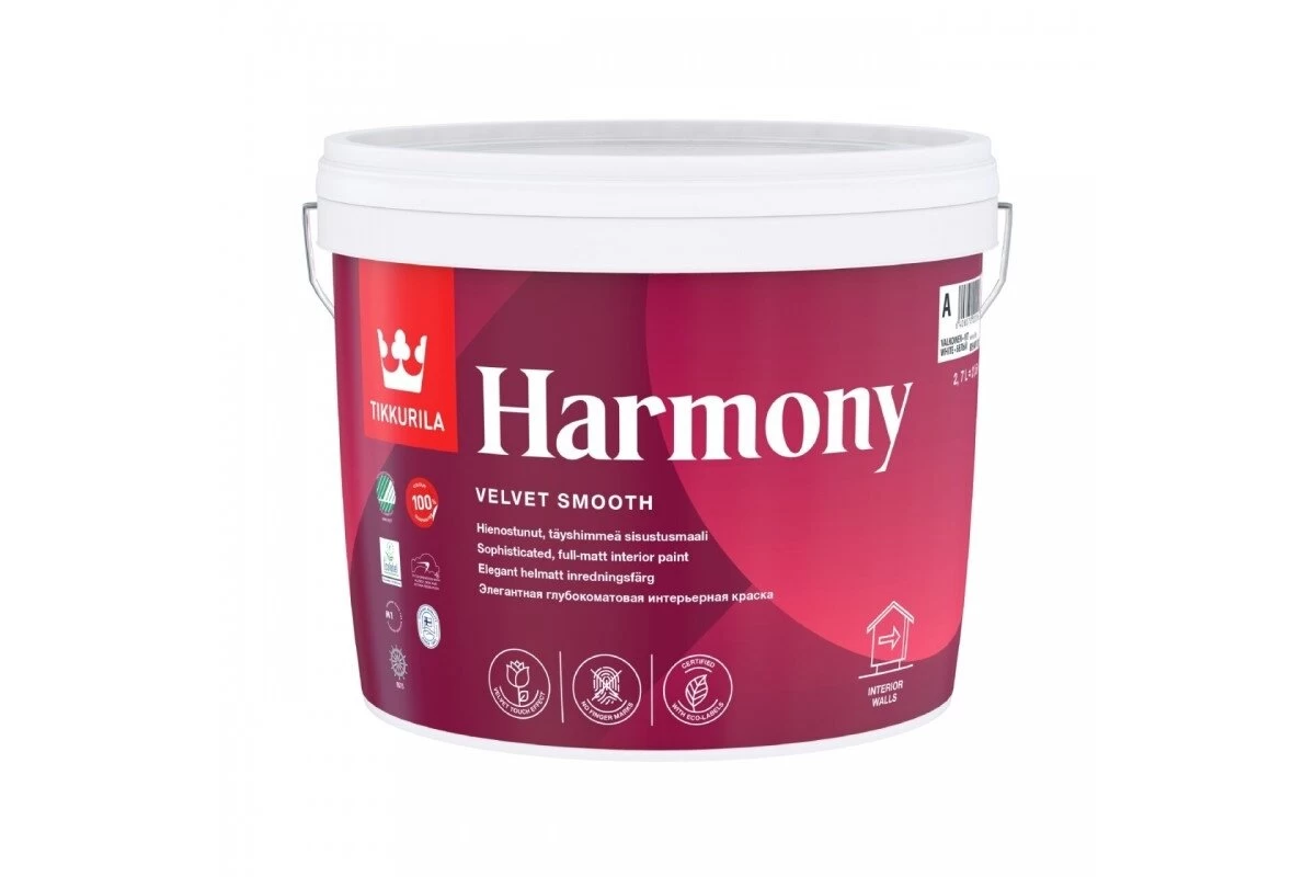 Dažai sienoms TIKKURILA Harmony, 2,7l balti