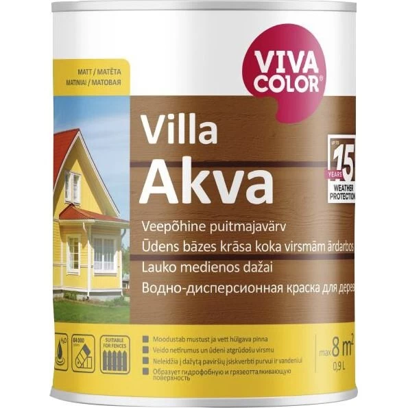 Dažai VIVACOLOR Villa Akva A bazė, 0,9l balta sp.