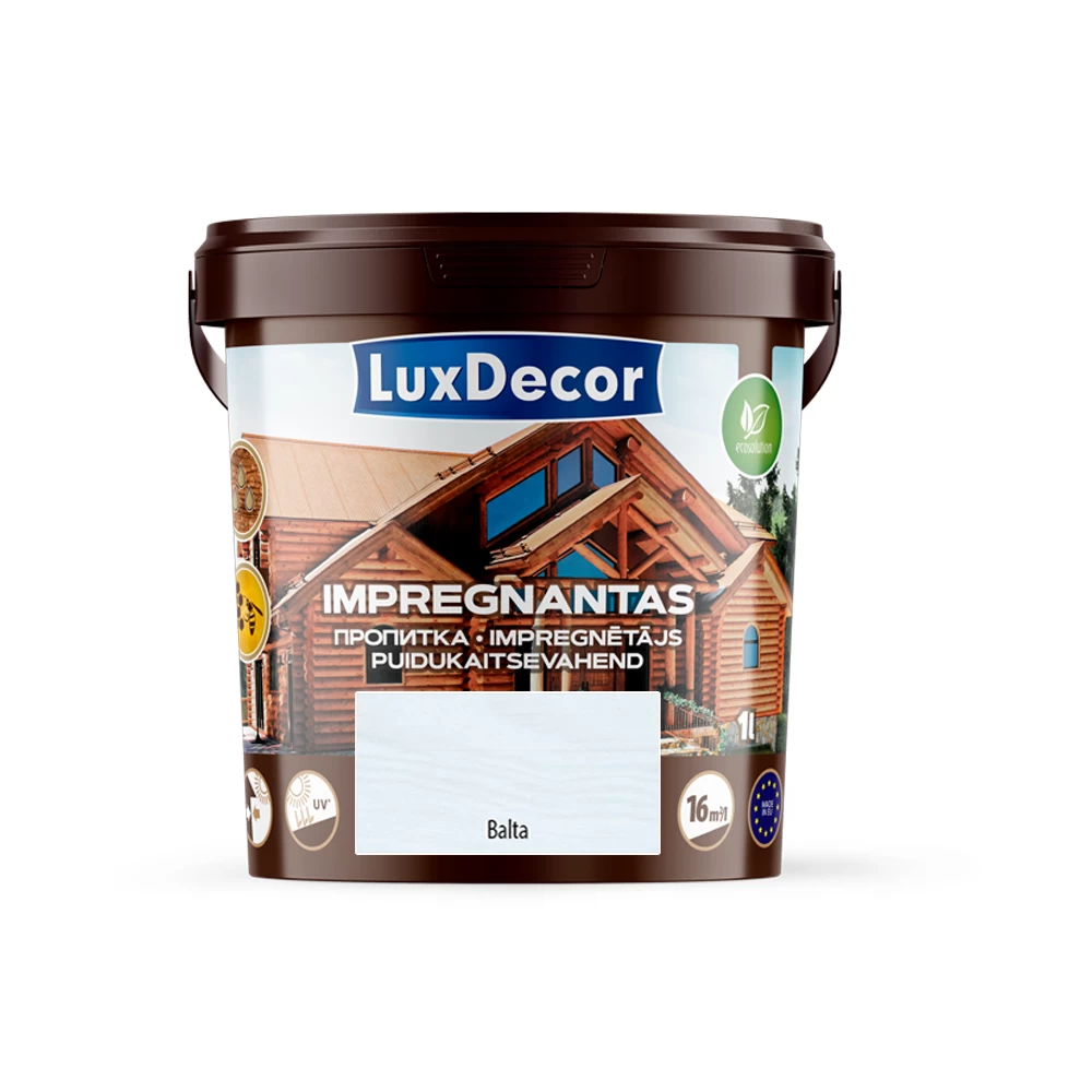 Dekoratyvins medienos impregnantas Luxdecor, (Baltas) 1l