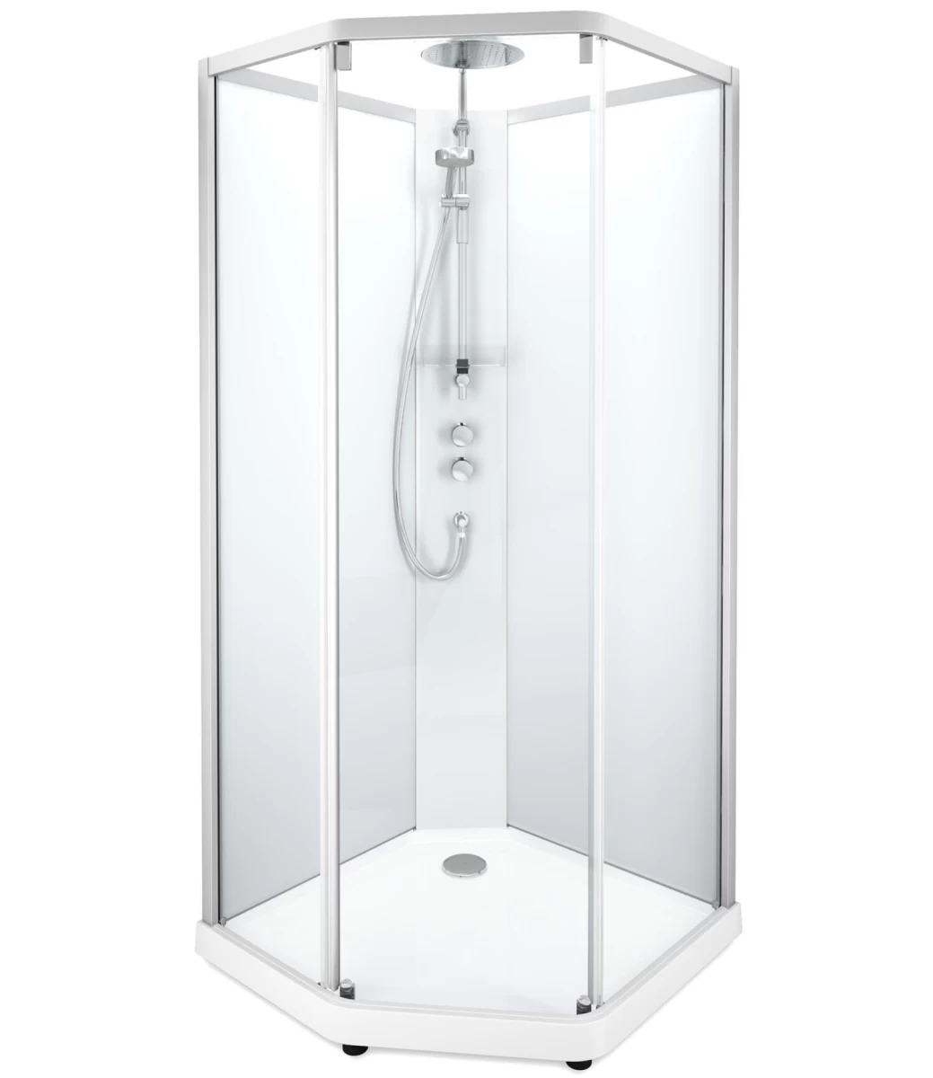 Dušo boksas Contura Shower 10-5 Comfort 90x90 cm, baltas profilis / skaidrus-matinis stiklas, 558.928.00.2