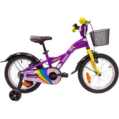 Dviratis 4KIDS Dream 16, dydis 9.5 (24 cm), violetinis