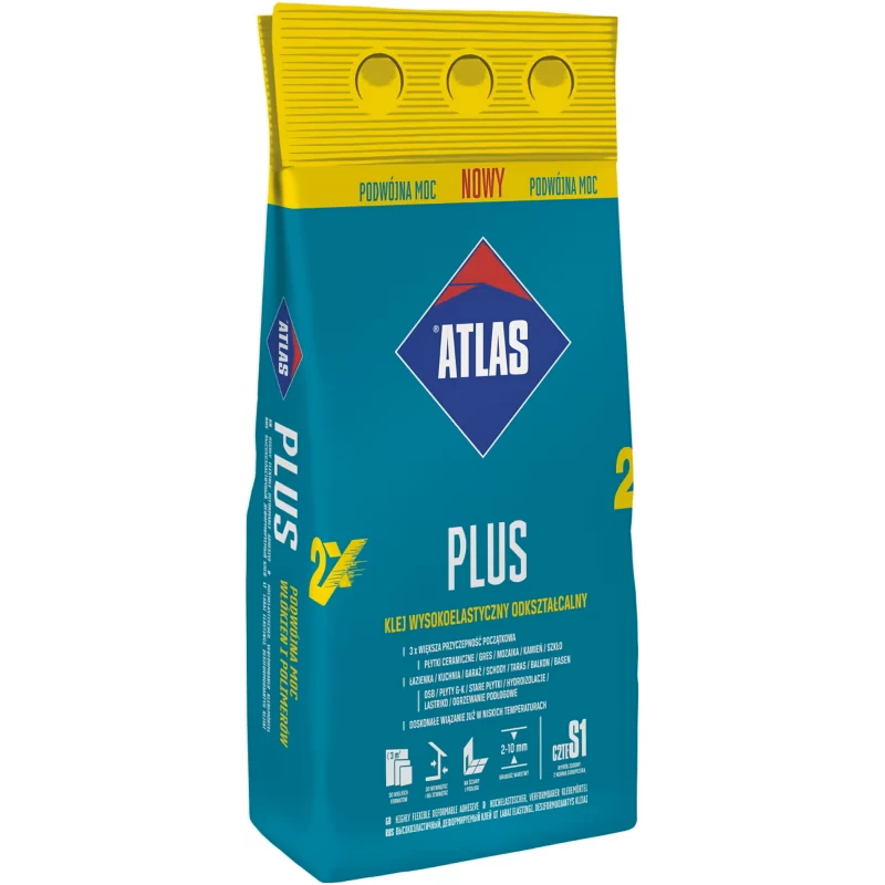 Elastingi plytelių klijai ATLAS Plus 2X, 5kg