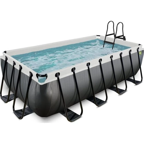 EXIT Black Leather pool 400x200x100cm with sand filter pump - black