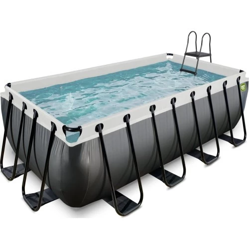 EXIT Black Leather pool 400x200x122cm with sand filter pump - black