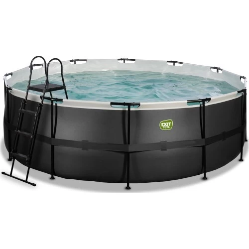 EXIT Black Leather pool ø427x122cm with sand filter pump - black