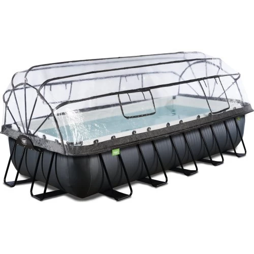 EXIT Black Leather pool 540x250x100cm with sand filter pump and dome - black