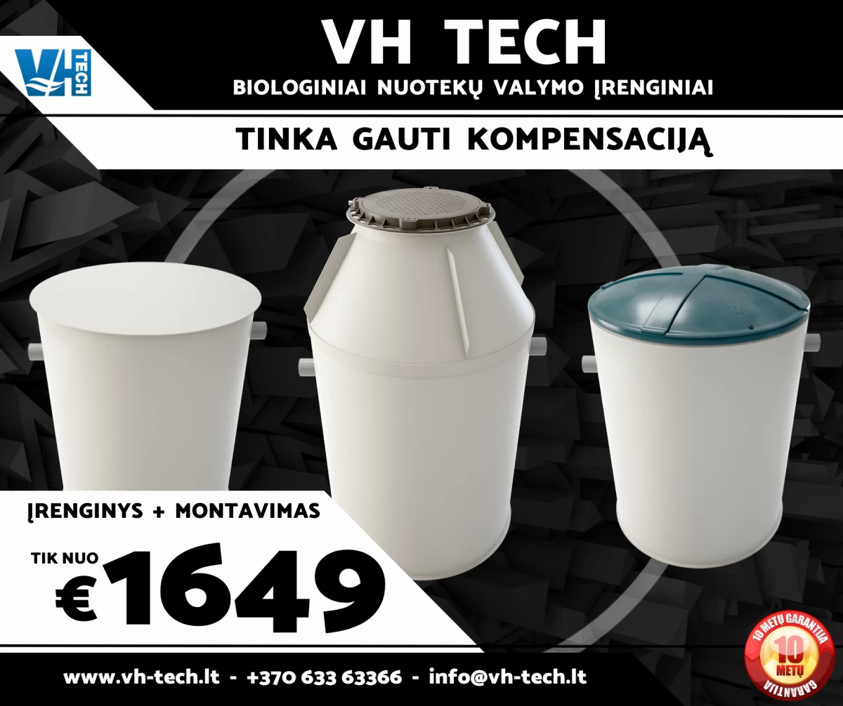 Biologiniai nuotekų valymo įrenginiai su įrenginio montavimo darbais - tik nuo 1649€