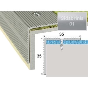 Grindų sujungimo profilis laiptams EFFECTOR A34, 180 x 3,5 x 3,5 cm, sidabrinė sp.