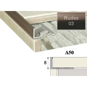 Grindų užbaigimo profilis EFFECTOR A50, 250 x 0,8 cm, ruda sp.