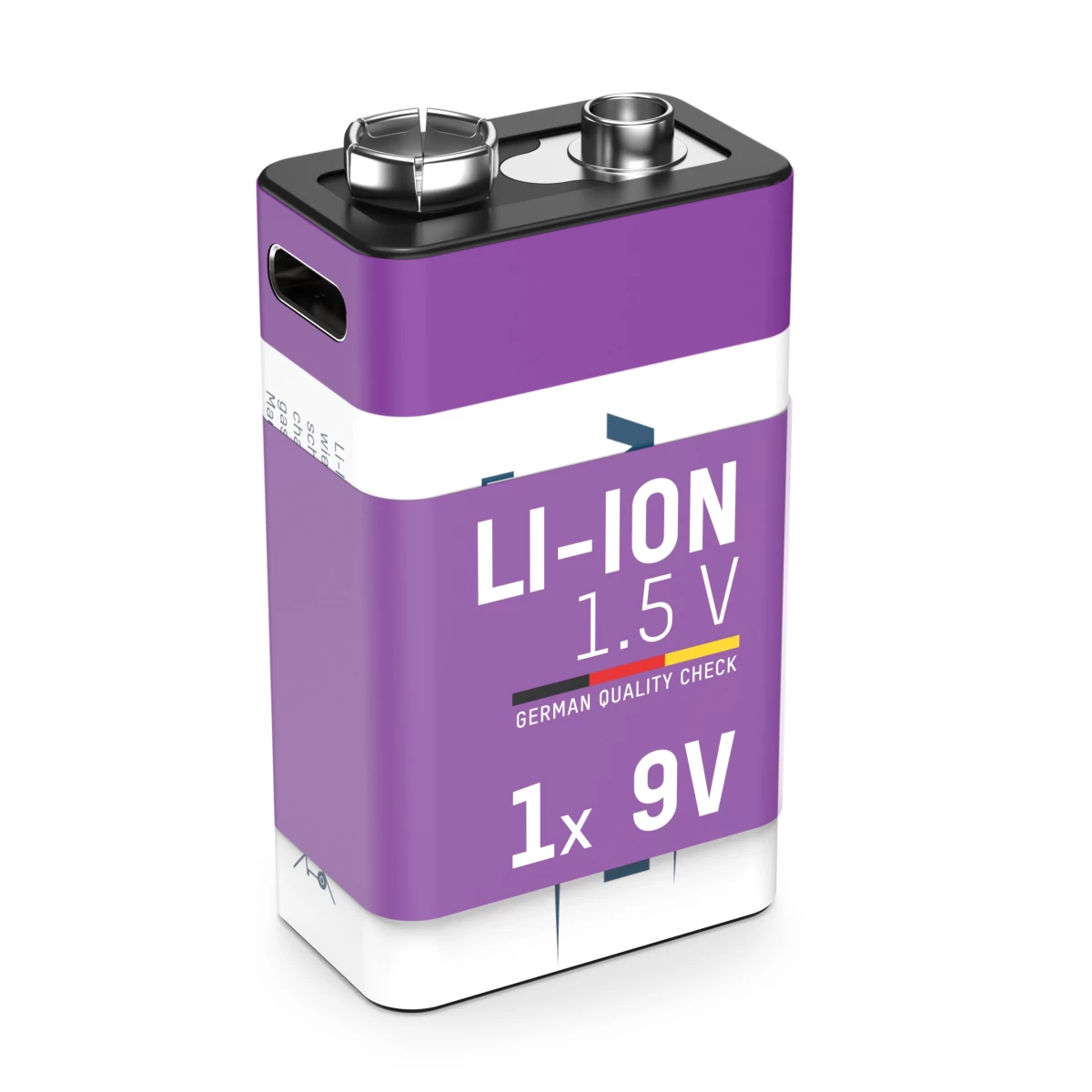 Įkraunamos baterijos 1604 9V 400mAh (Li-Ion 3.7Wh) su USB-C lizdu, max iškrovimo srovė 0.4A ANSMANN