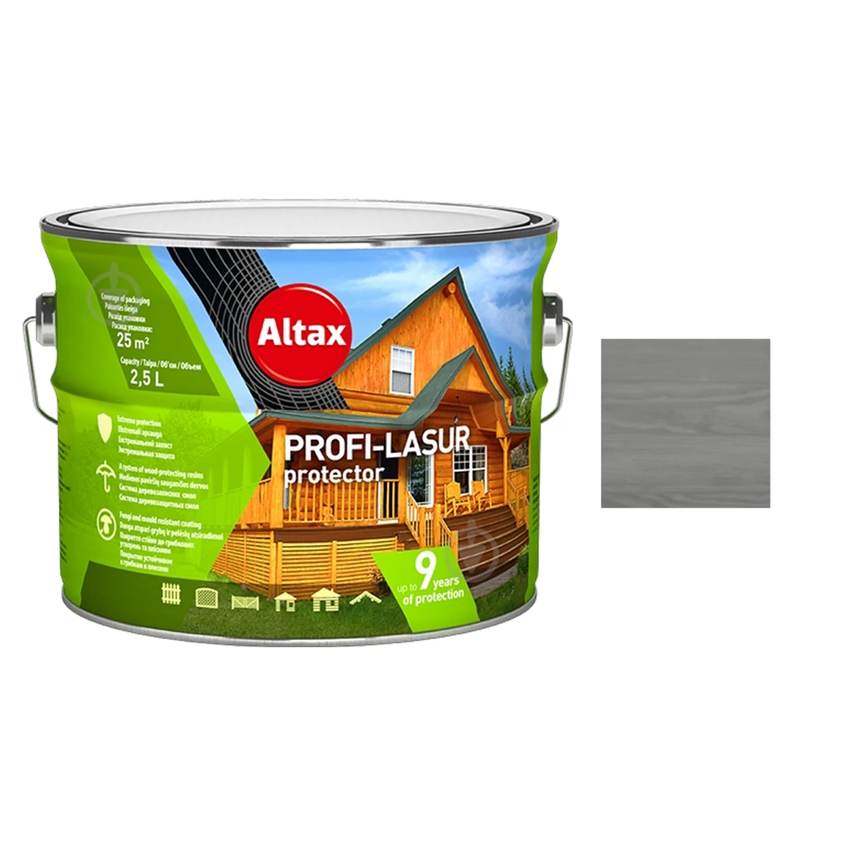 Impregnantas ALTAX Profi-Lasur, 2,5l pilka sp.