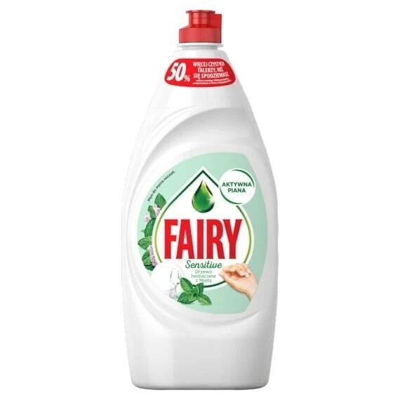 Indų ploviklis FAIRY Sensitive Tea tree &amp; Mint, 900ml arbatmedžio ir mėtų kvapo