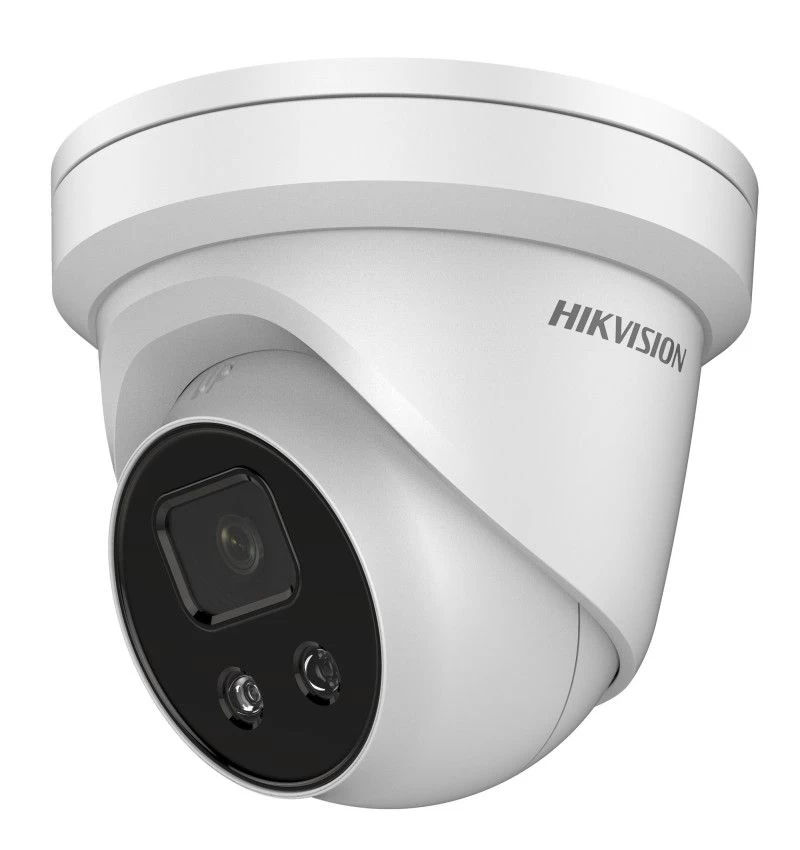 IP kamera DOME, AcuSense, 4MP, F2.8mm(103°), PoE, IR iki 30m, integruotas mikrofonas, micro SD iki 256GB, IP66, balta, Hikvision