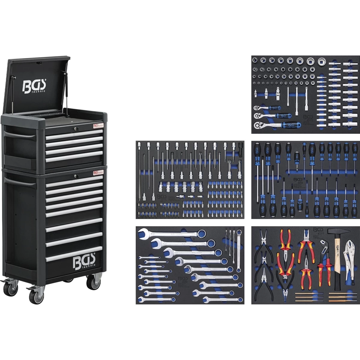 Įrankių spintelė BGS Technic 4088 | 12 stalčių | 296VNT.