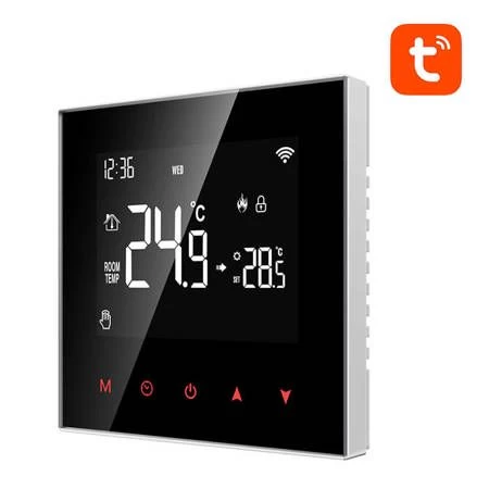 Išmanus, sieninis termostatas grindų termo pavaroms 3A, 230V, ZigBee, TUYA / Smart Life