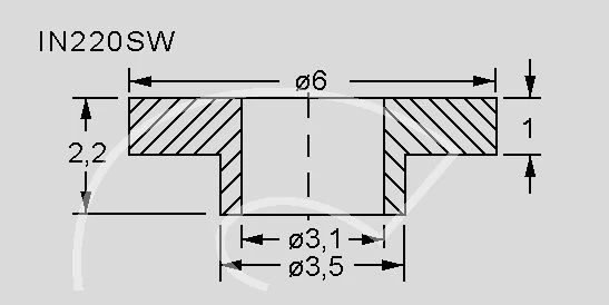 Izoliuojanti įvorė varžtui M3, TO220 korpusui, Ø6.1x2.2mm; max.130°C