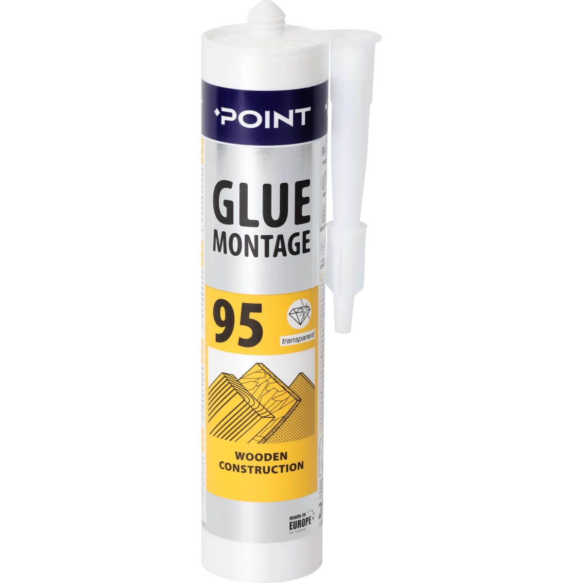 KLIJAI GLUE MONTAGE POINT 95, medinėms OSB konstr., 280 ml skaidrūs,