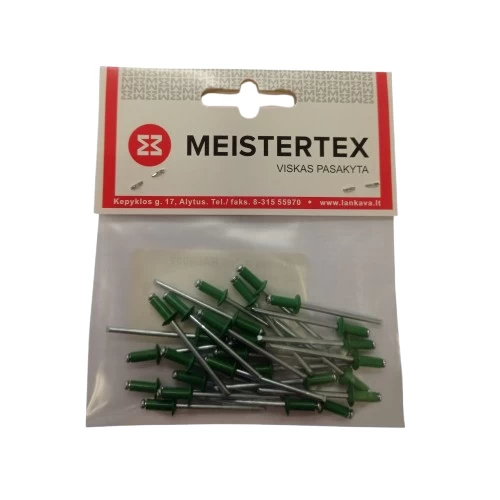 Kniedės MEISTERTEX RAL6002, 3,2x8 30vnt