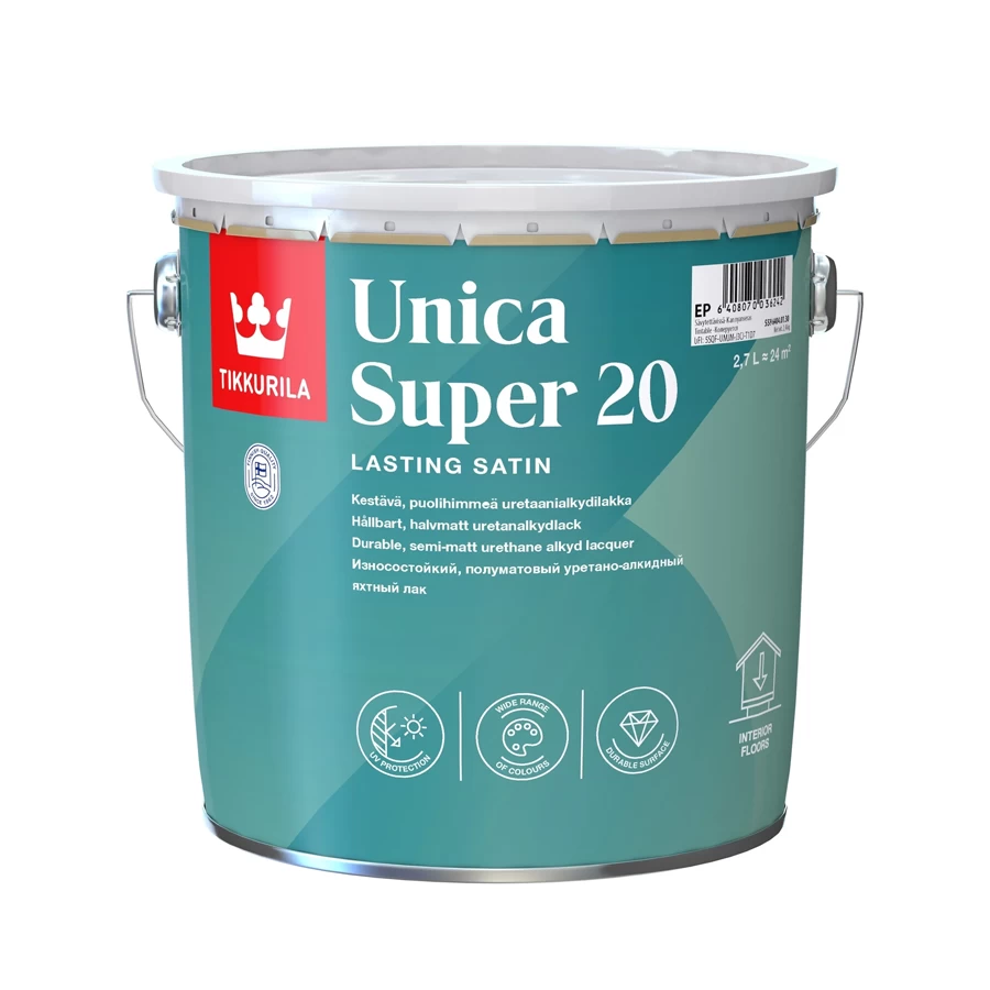 Lakas TIKKURILA Unica Super 20, 2,7l pusiau matinis