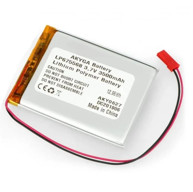 LiPo akumuliatoriaus celė 3.7V 3500mAh 	6.7x55x68mm su JST (LP675568) AKYGA