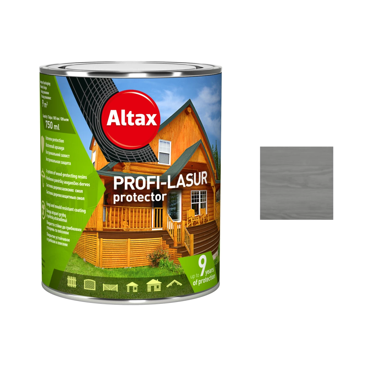 Medienos impregnantas ALTAX Profi-Lasur, 0,75l pilka sp.