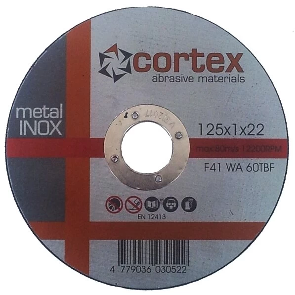 Metalo pjovimo diskas CORTEX WA 60 TBF F41 80m/s, 125x1,6x22,2mm