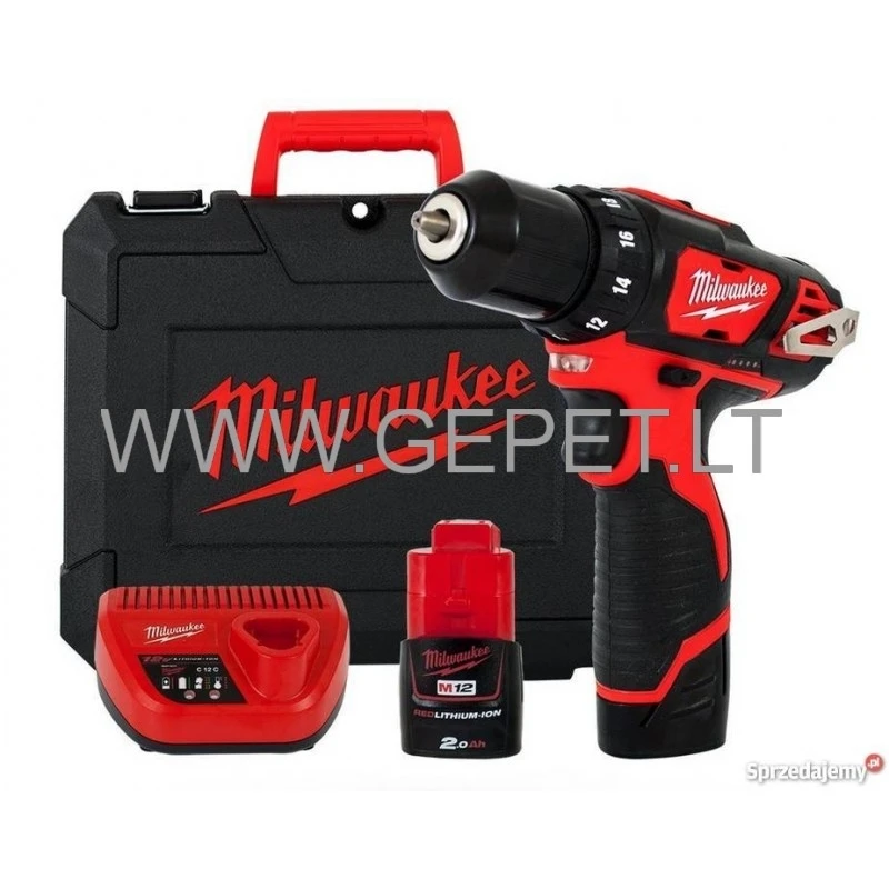 AKUMULIATORINIS GRĘŽTUVAS-SUKTUVAS MILWAUKEE M12 BDD-202C 4933441915