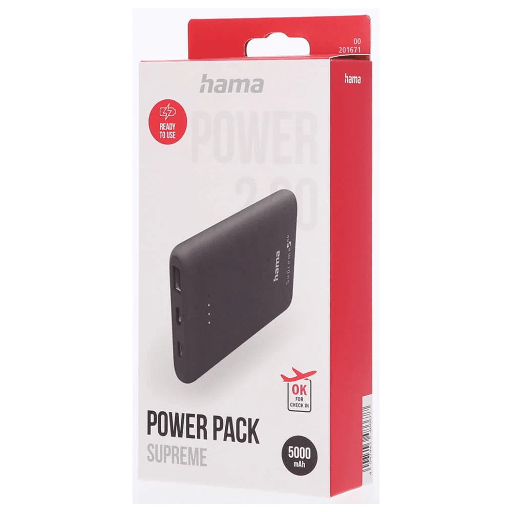 Nešiojamas Įkroviklis HAMA 5000 MAh Supreme (Ekspozicinė prekė)