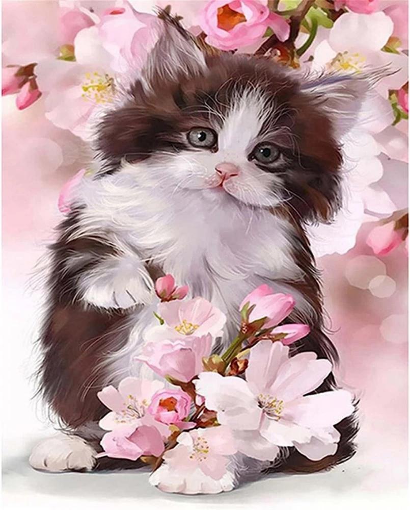 Norimpex Diamond mosaic  - Kitten in flowers